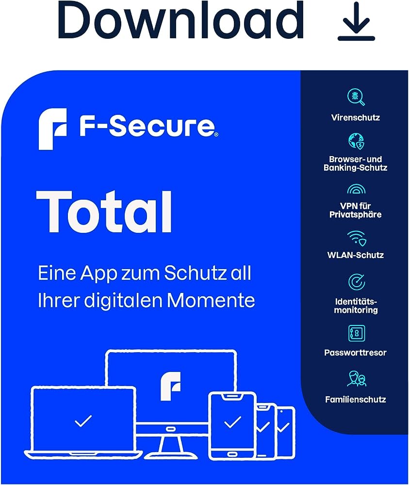 F-Secure Total 2024 inkl. VPN, 5 Geräte - 2 Jahre, Download